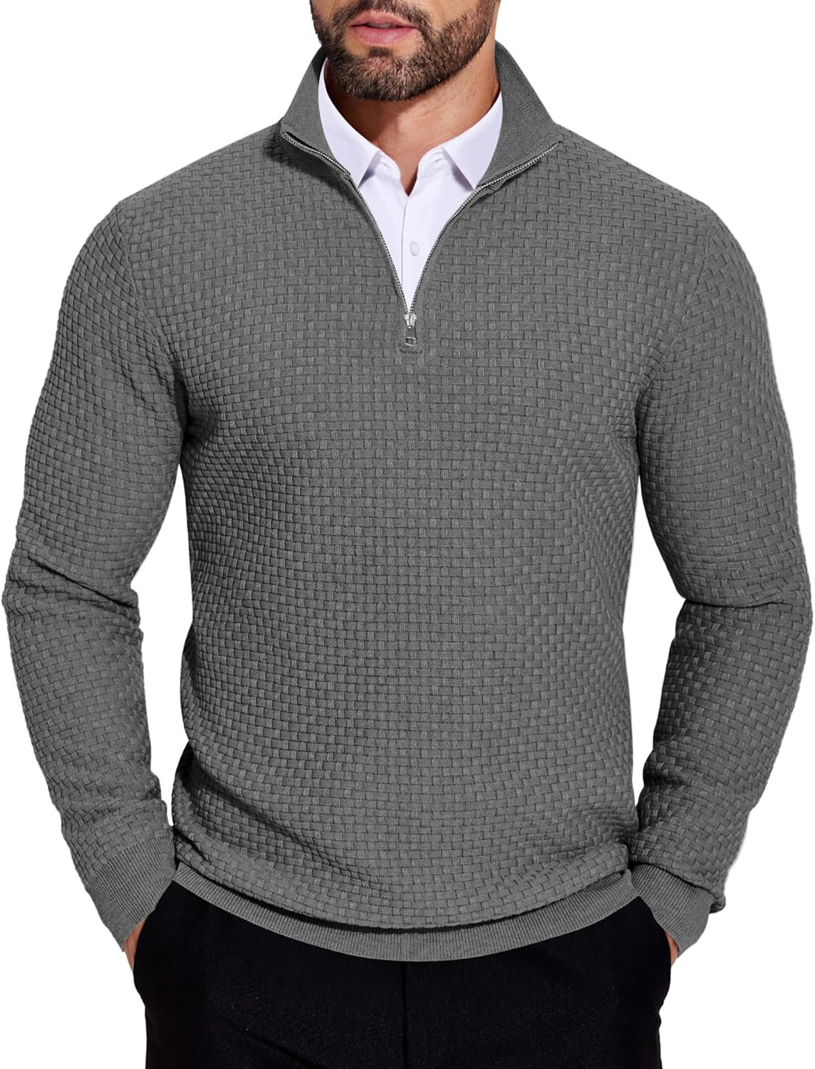 COOFANDY Men's Quarter Zip Sweaters for Stylish Winter Wear