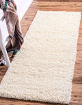 Unique Loom Solid Shag Area Rug Runner 2ft 7in x 19ft 8in Pure Ivory