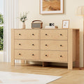 Natural Oak 6 Drawer Dresser for Bedroom - Wide Storage Organizer