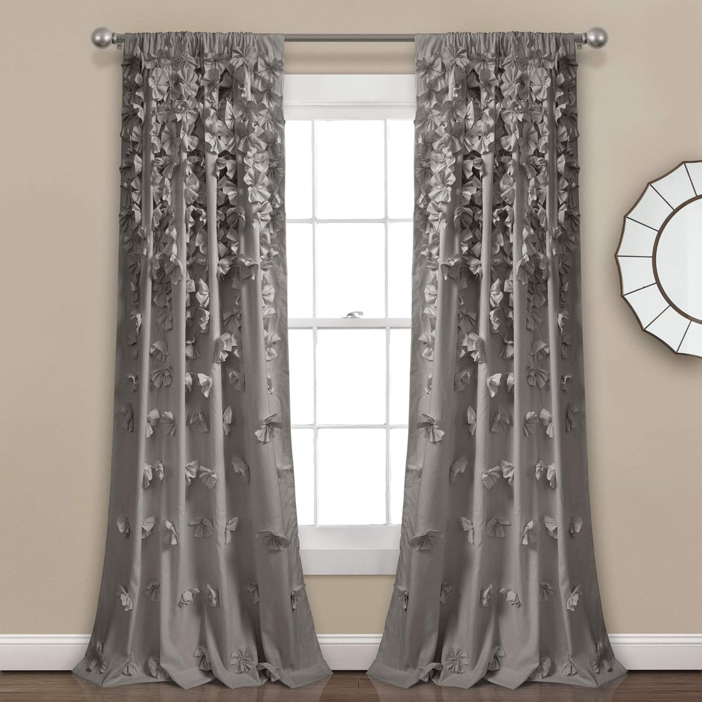 Riley Window Curtain Panel with Charming Bow Details for Elegance
