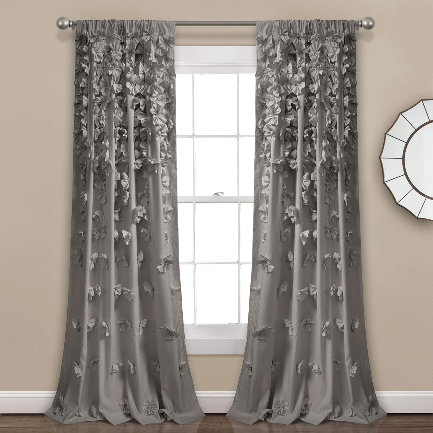 Riley Window Curtain Panel with Charming Bow Details for Elegance