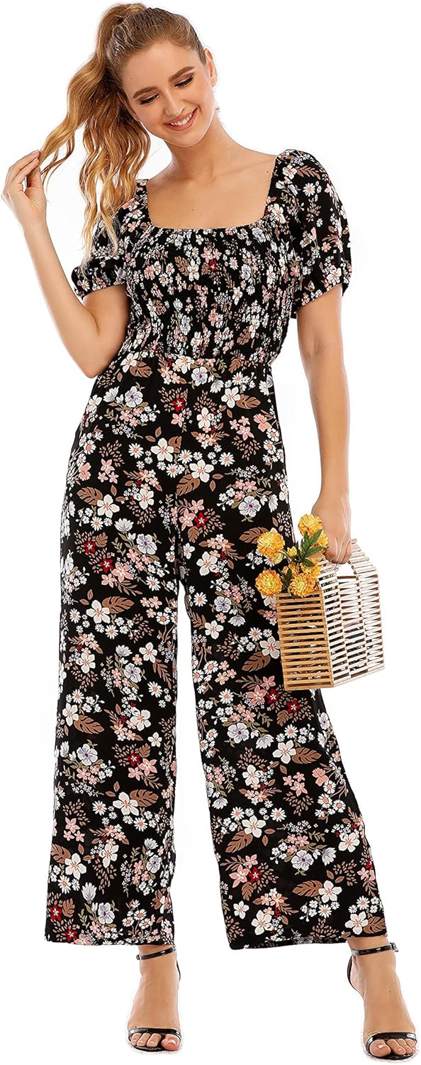 Floral Summer Jumpsuit for Women - Stylish Wide Leg Romper