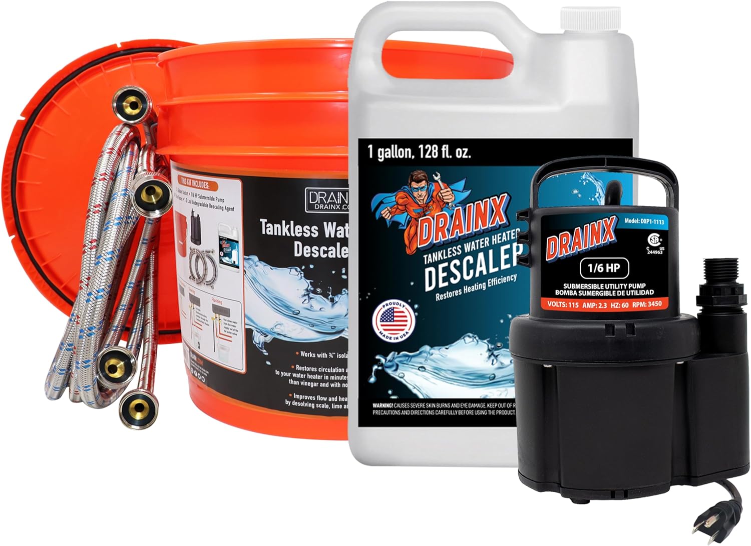 DrainX Tankless Water Heater Flush Kit - Easily Remove Build-Up