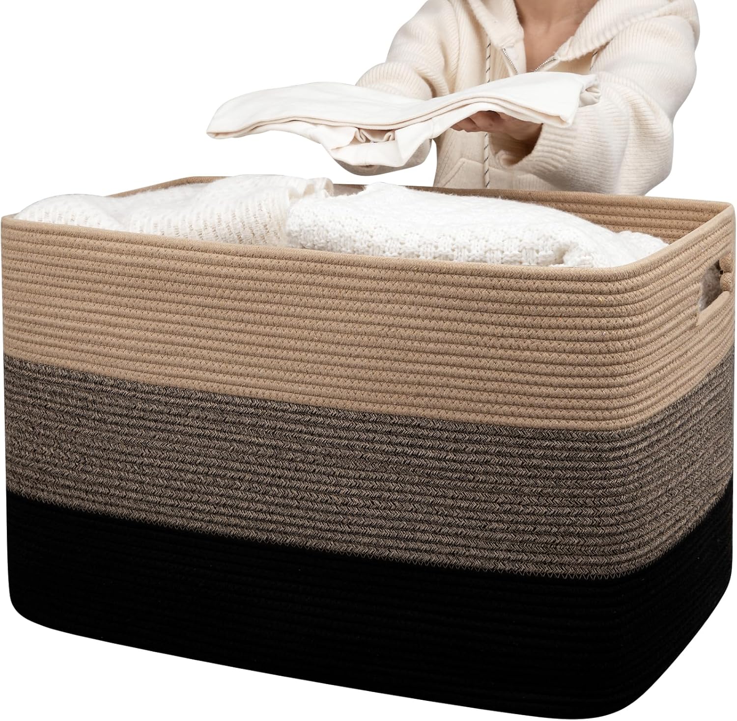 Extra Large Cotton Rope Storage Basket for Toys and Clothes