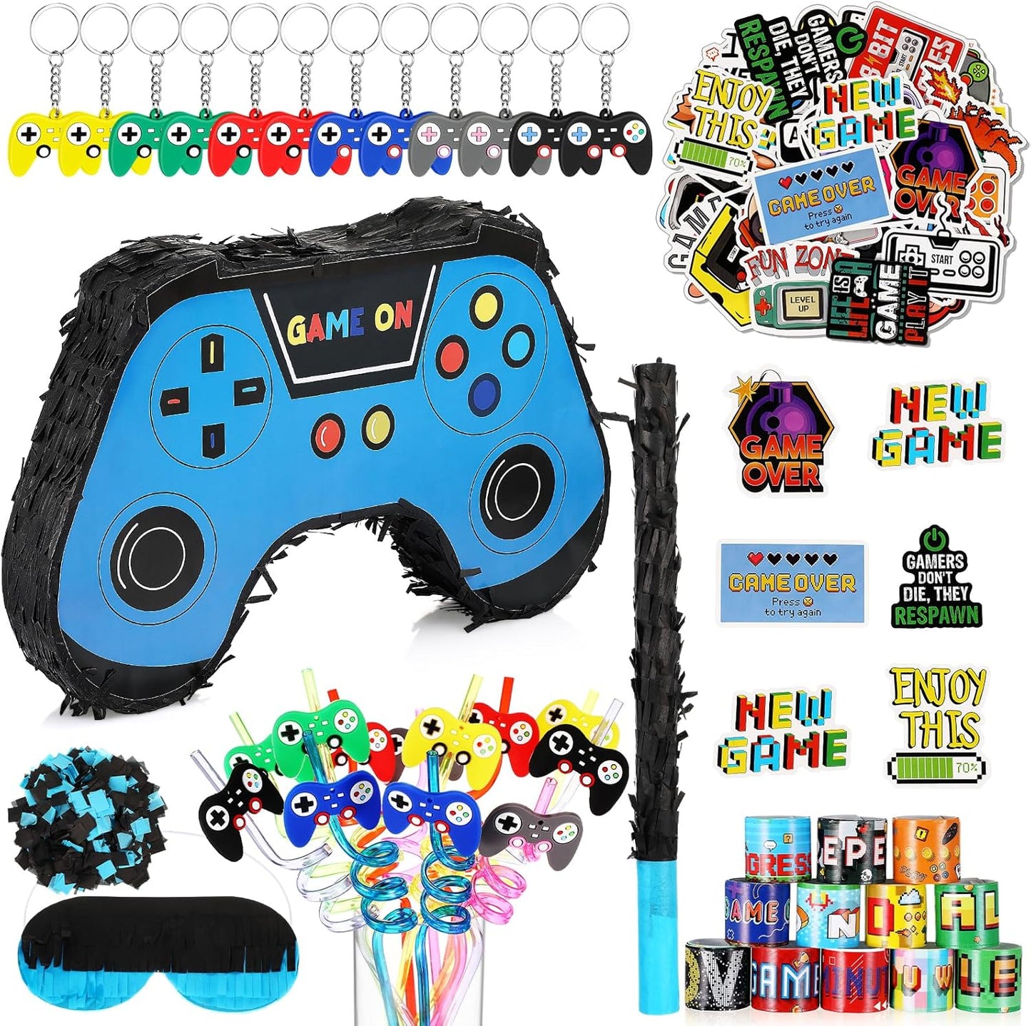90 Video Game Party Favors with Game Controller Pinata and More