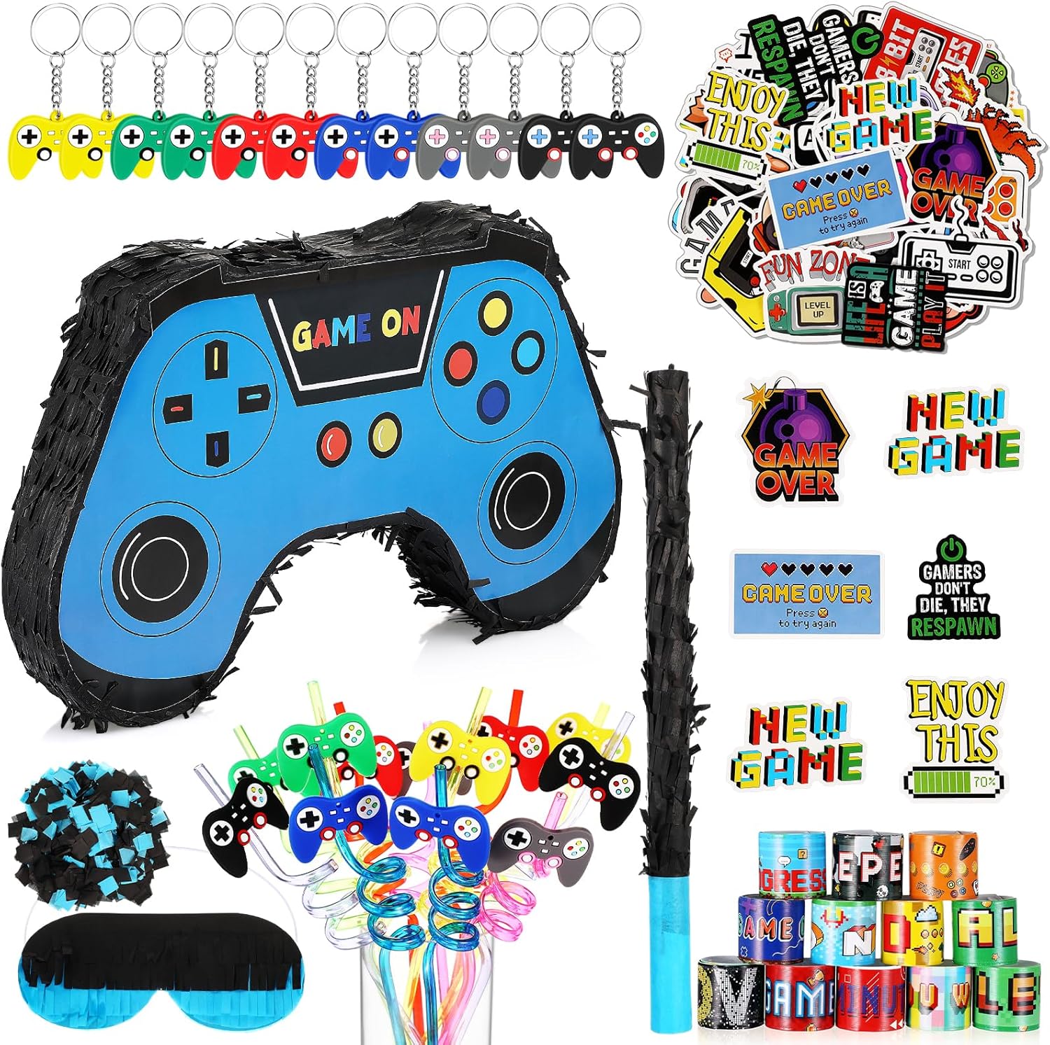 90 Video Game Party Favors with Game Controller Pinata and More