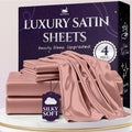 Satin Sheets King Size 4 Piece Set - Cooling, Wrinkle-Free Luxury