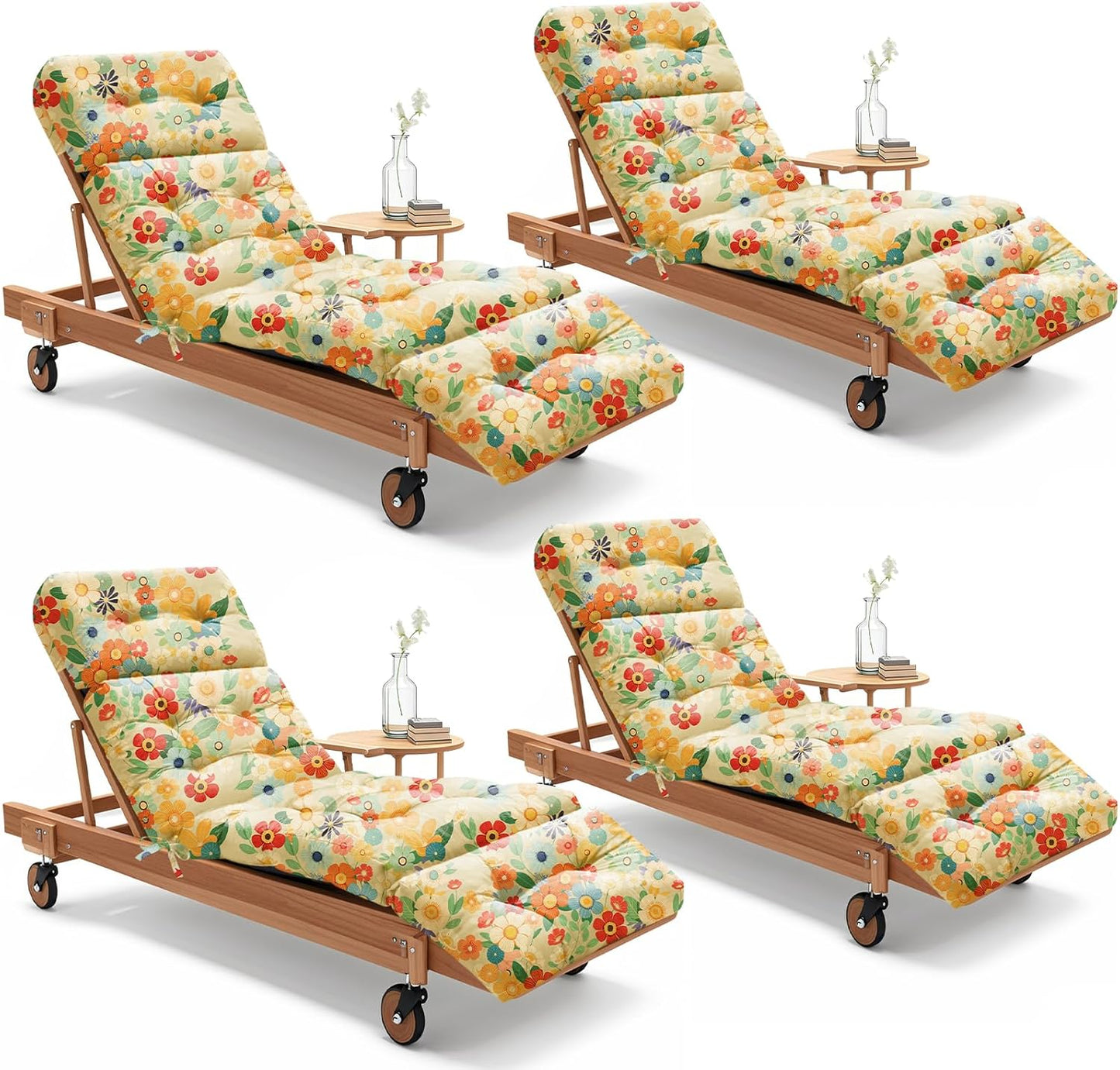 4 Pack Outdoor Chaise Lounge Chair Cushion for Comfort and Style