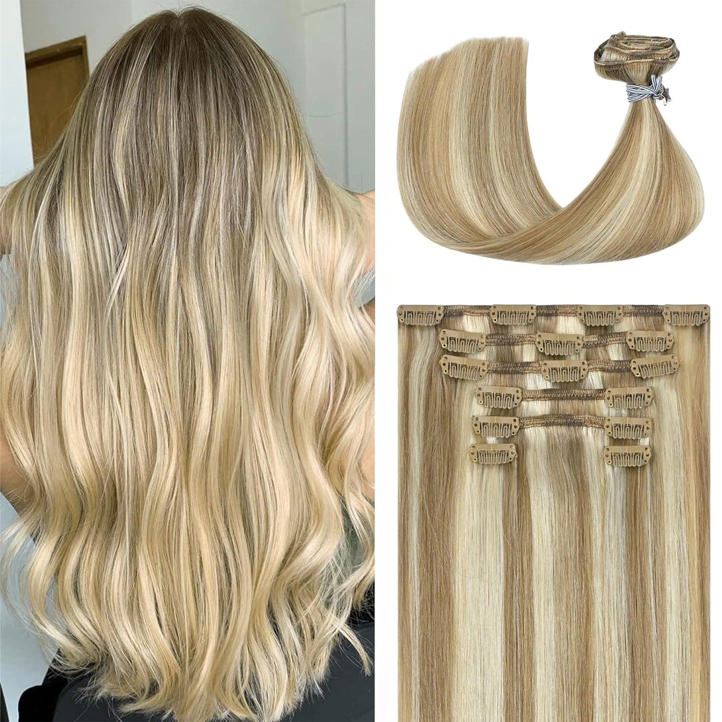 Ukira Blonde Hair Extensions Real Human Hair for Volume & Length