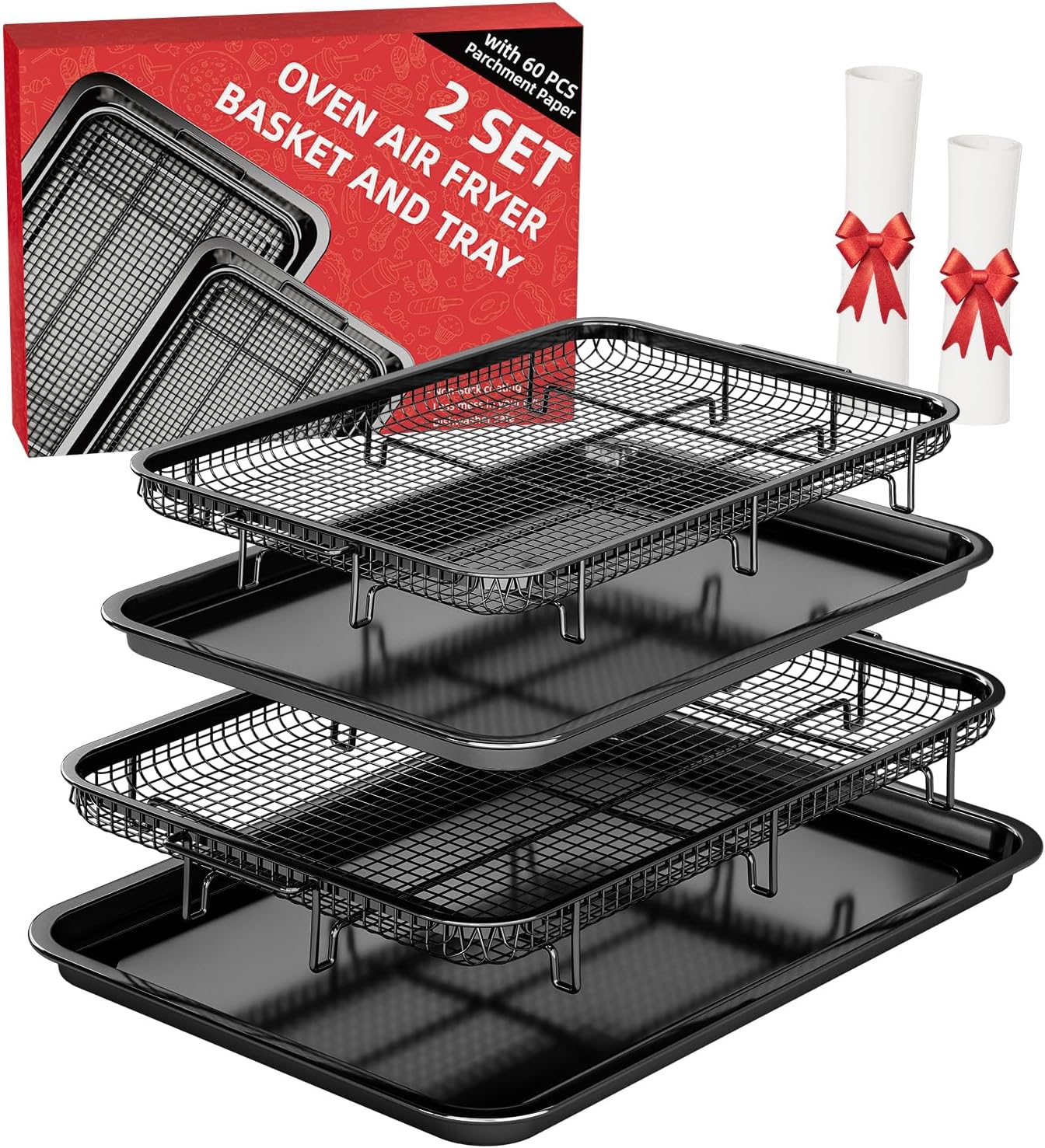 THORSES NonStick Air Fryer Basket Set - Crisp with Ease! 
