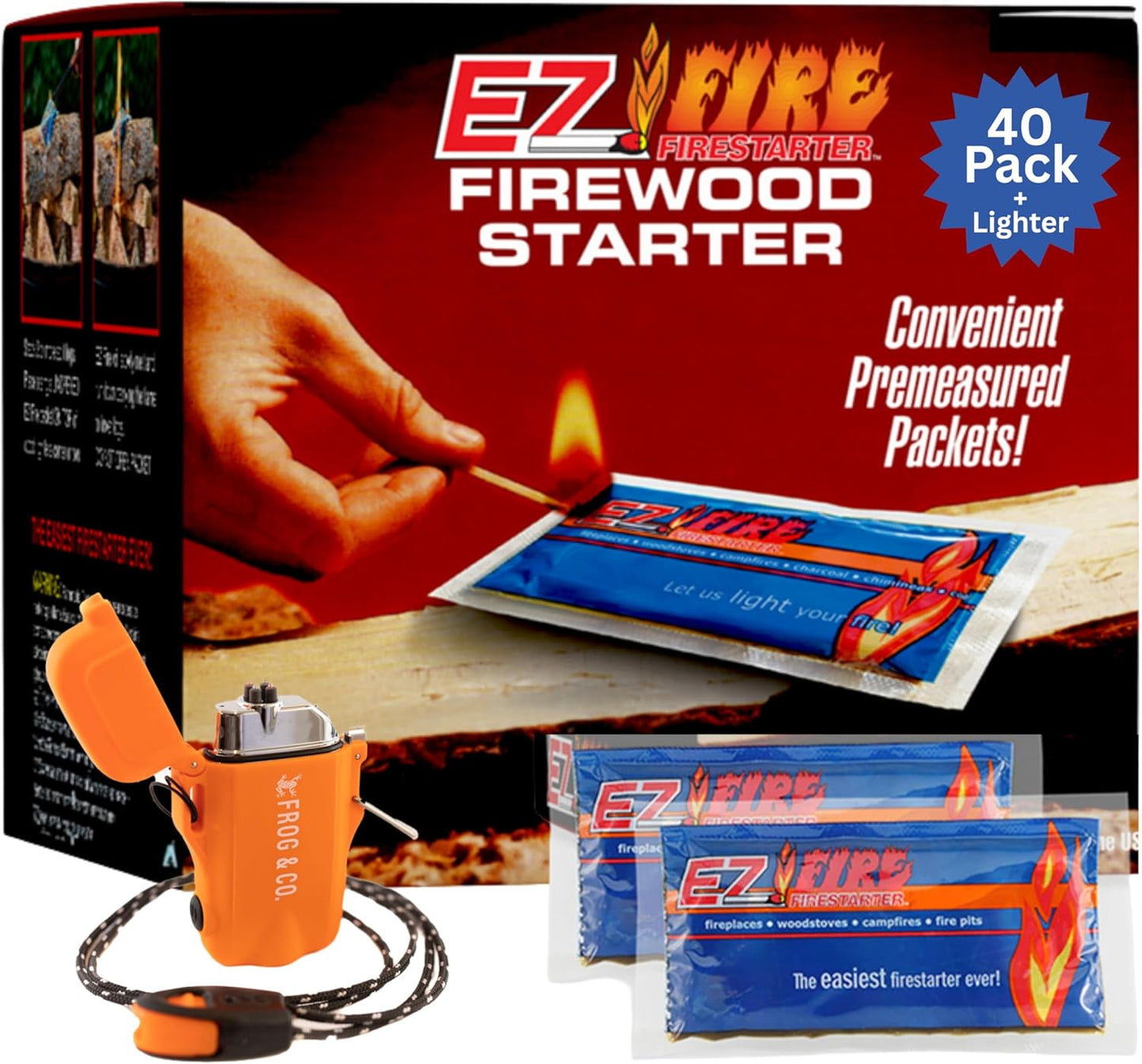 40 Pack All-Natural Fire Starters for Campfires & BBQs