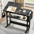 Grey Height Adjustable Rolling Desk with Charging Station - Compact