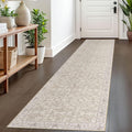 2x8 Cream Beige White Grey Washable Runner Rug for Hallways - Soft