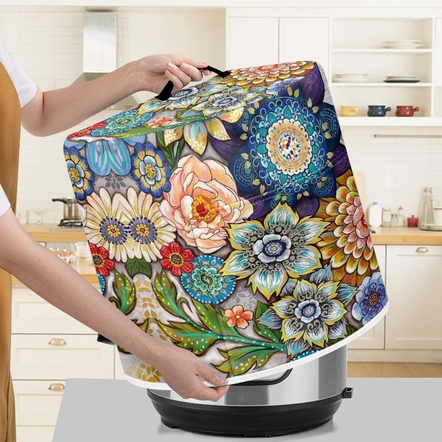 Boho Floral Pressure Cooker Cover - Keep Your Kitchen Appliances Dust-Free!