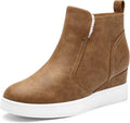 Womens Slip on High Top Wedge Sneakers - Cozy Hidden Heel Boost