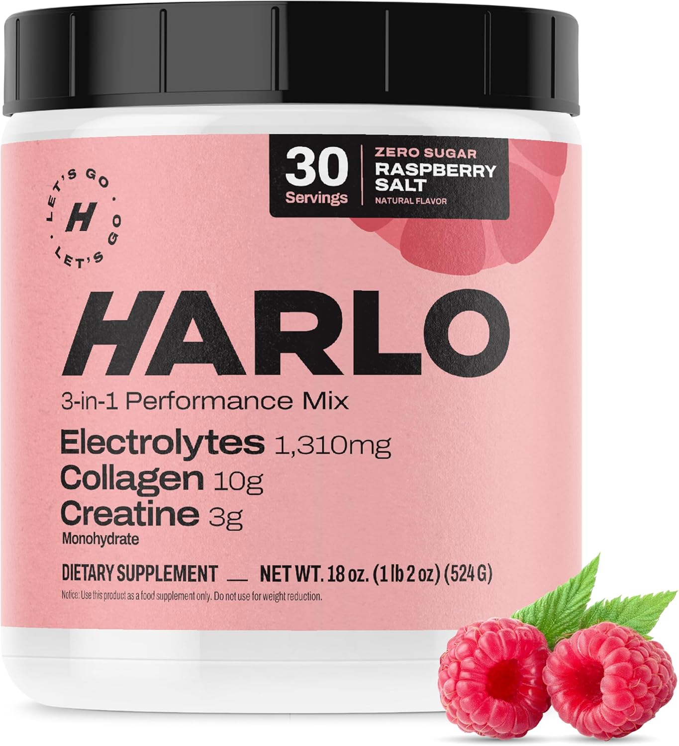 Harlo Raspberry Salt Electrolyte Drink Mix for Performance Boost