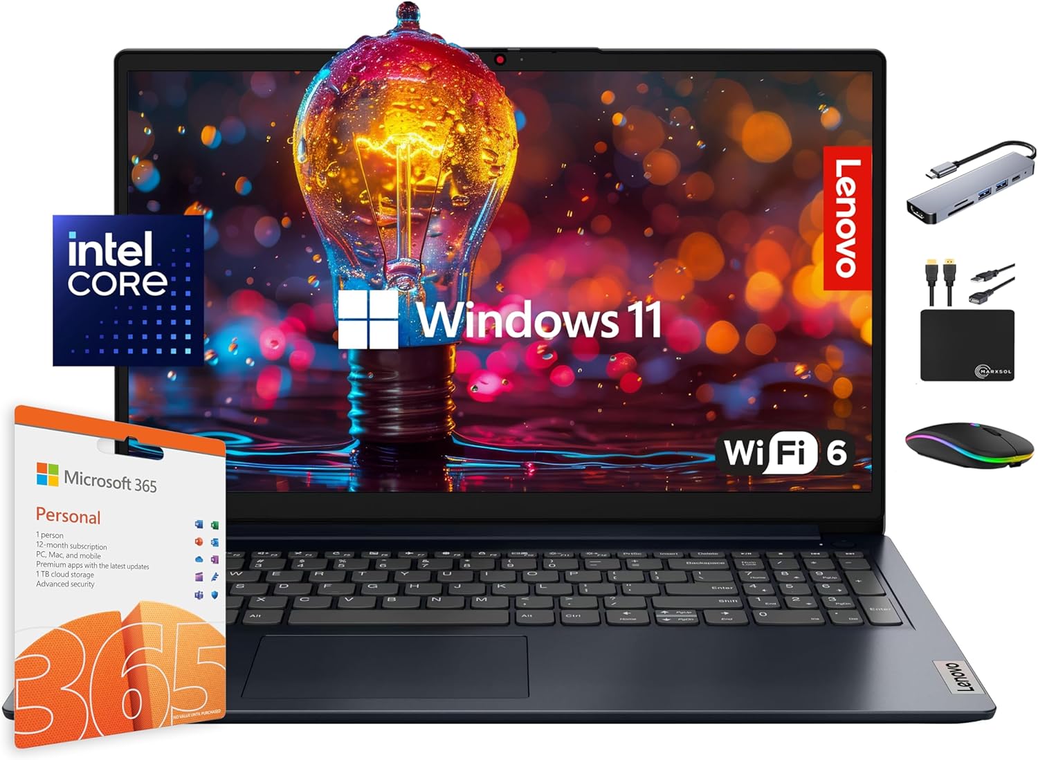 Lenovo IdeaPad Laptop with 15.6in Display and 884GB Storage