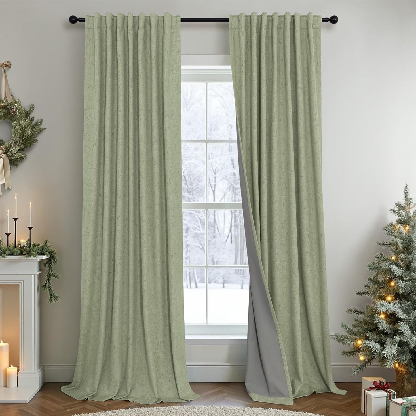 Light Sage Green Black Out Curtains for Bedroom and Living Room