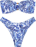 ZAFUL Women's Bandeau O Ring Strapless High Cut Bikini - Flattering
