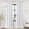 White Linen Blackout Curtains 108 Length for Living Room