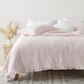 HORIMOTE HOME Pink Ruffled Quilt King Size - Reversible Crinkled