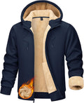 TACVASEN Men's Sherpa Lined Zip Up Hoodie - Warm Heavyweight Jacket