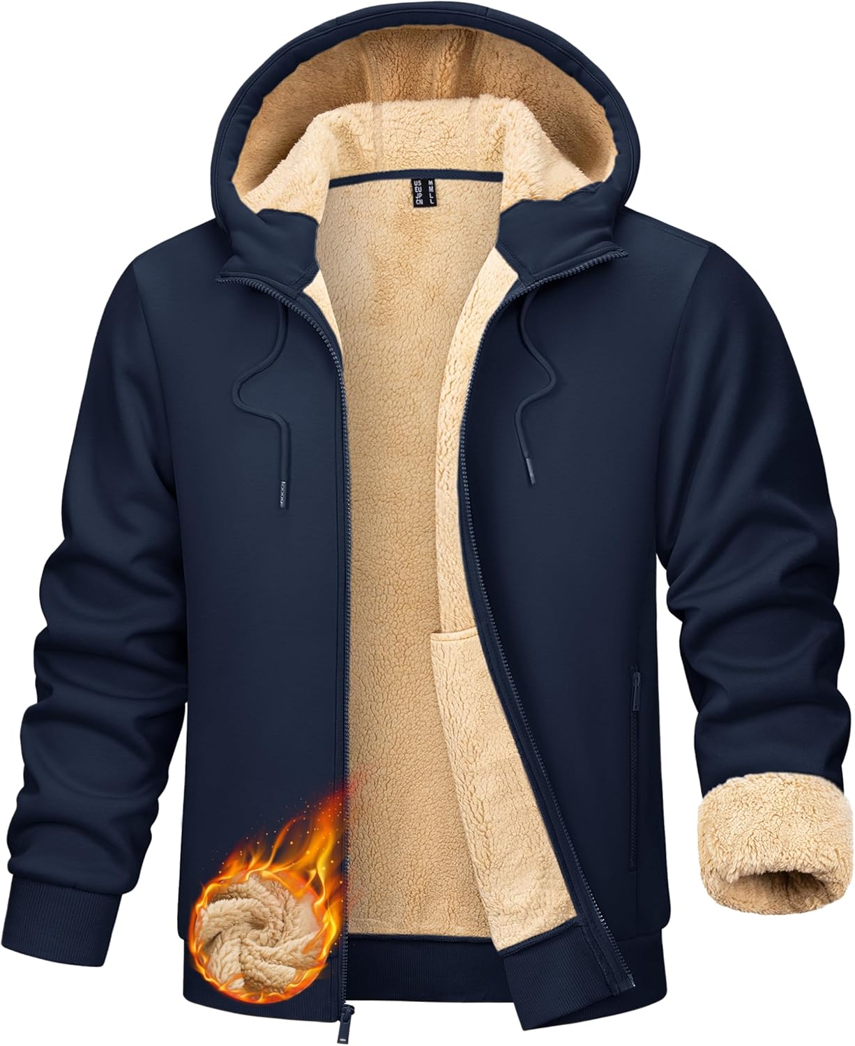 TACVASEN Men's Zip Up Sherpa Lined Hoodies for Winter Comfort