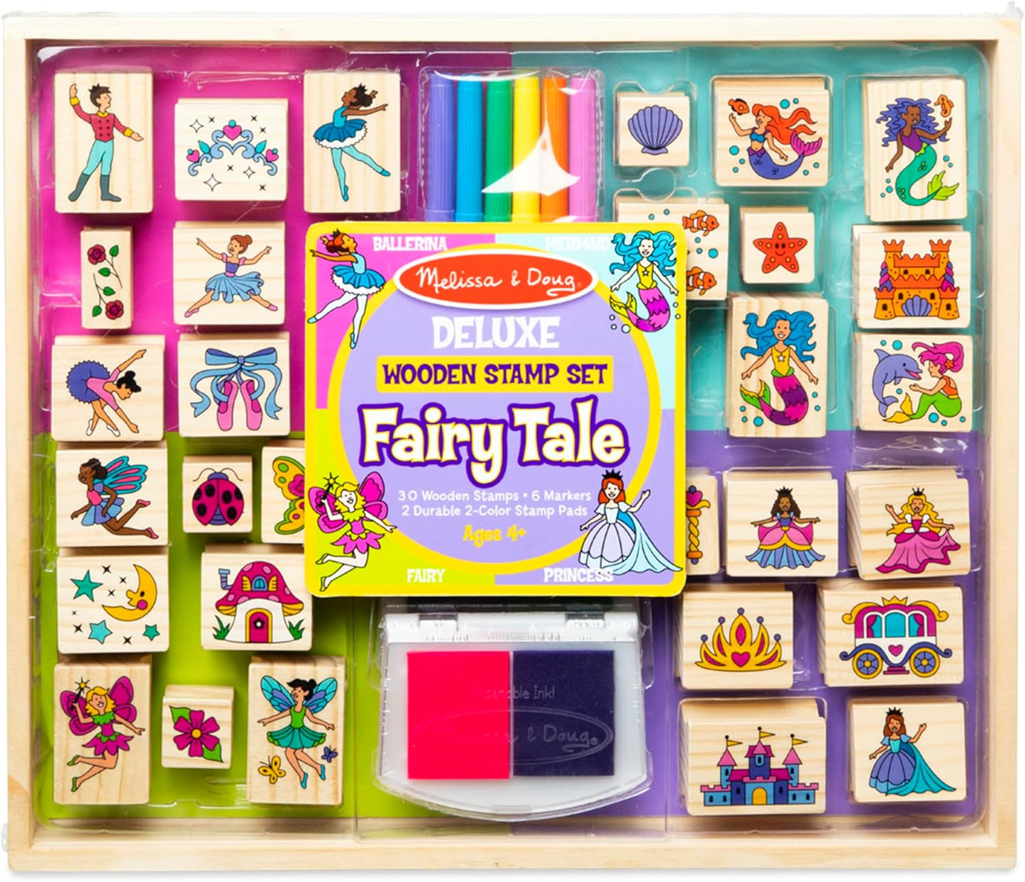 Deluxe Wooden Stamp and Coloring Set for Fairy Tale Fun