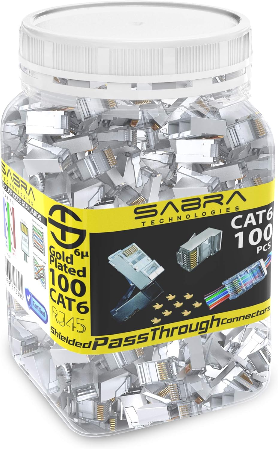 RJ45 Cat6 Connectors Shielded Passthrough for High Speed Data