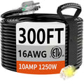 HUANCHAIN 300 ft 16 Gauge Black Outdoor Extension Cord - Weatherproof