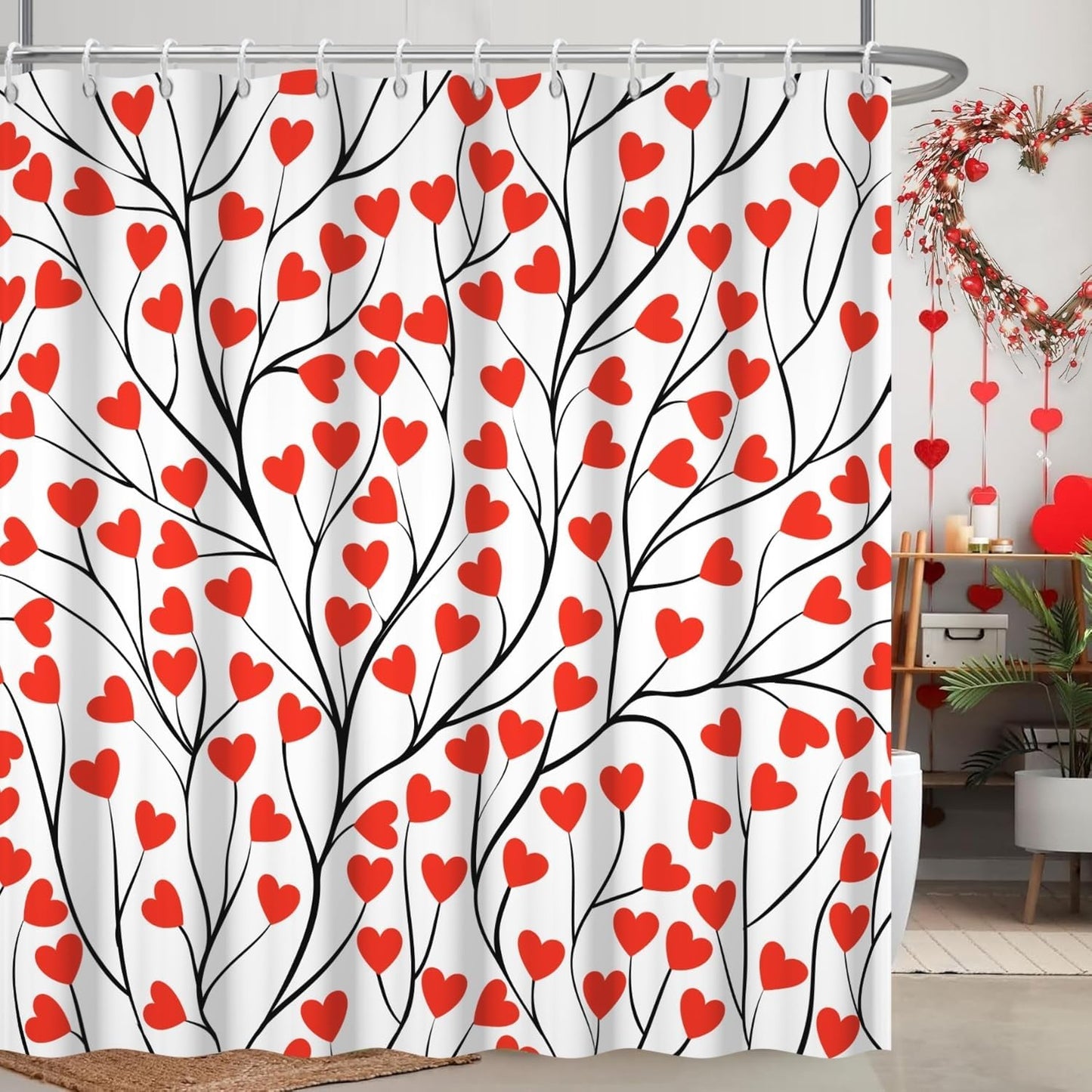Valentine's Love Shower Curtain Set - Waterproof Romance & Style