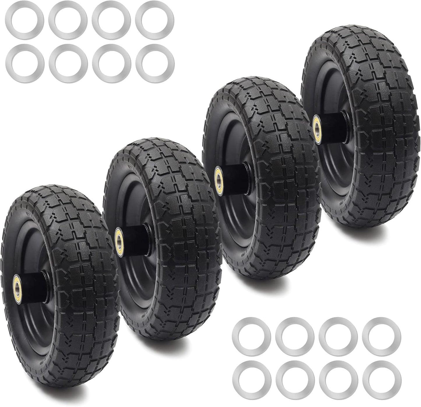 10 Inch Flat Free Tire Replacement Wheels for Garden Carts