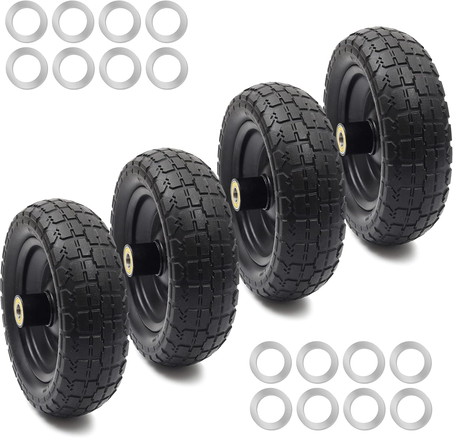 10 Inch Flat Free Tire Replacement Wheels for Garden Carts