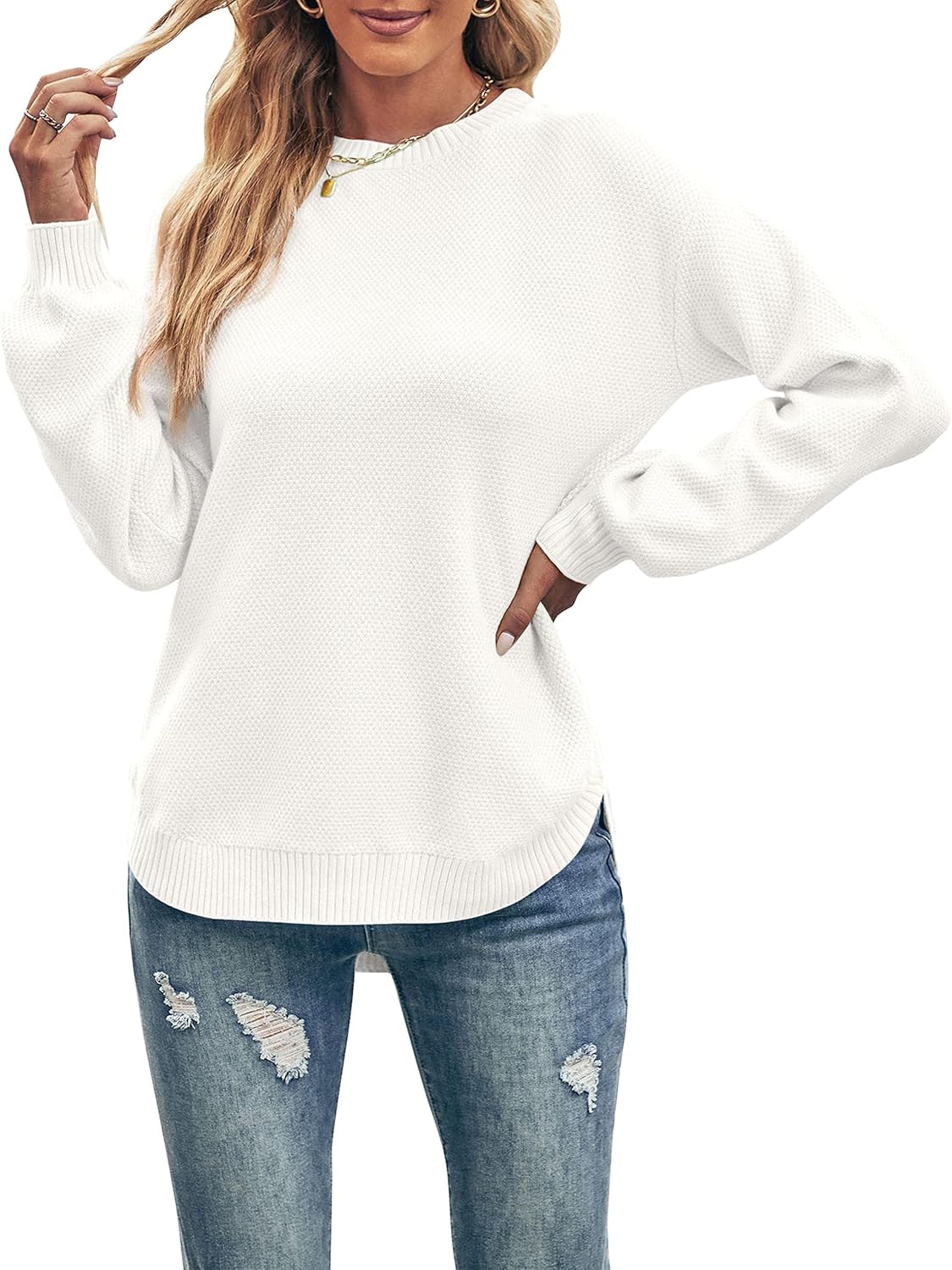Cozy Knit Sweater for Women - Casual Loose Fall Pullover