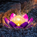 Solar Light Outdoor Art Crackle Globe Glass Lotus Decoration