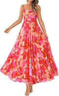 Floral Maxi Dress for Women - Elegant Spaghetti Strap Design