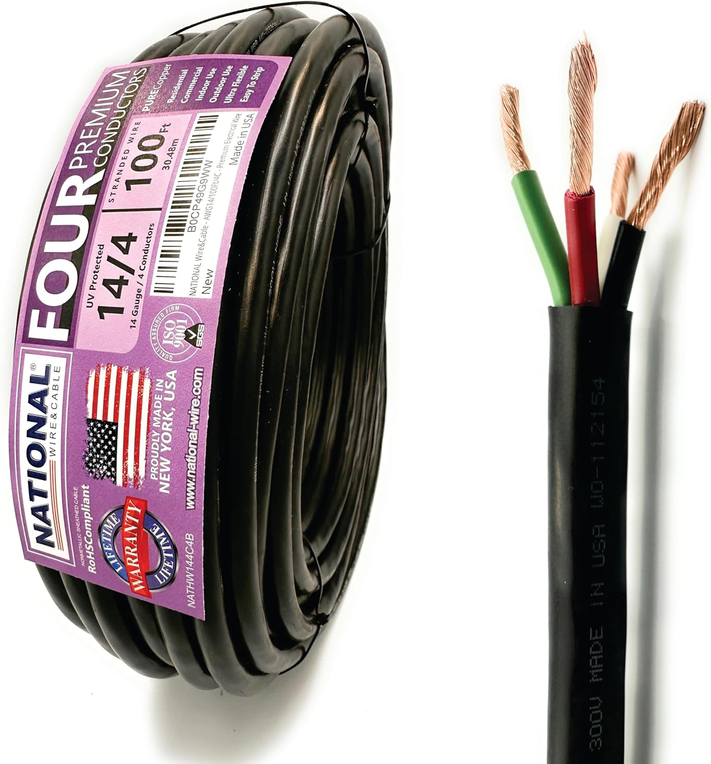 14 AWG 4-Conductor Premium Copper Wire for Versatile Use