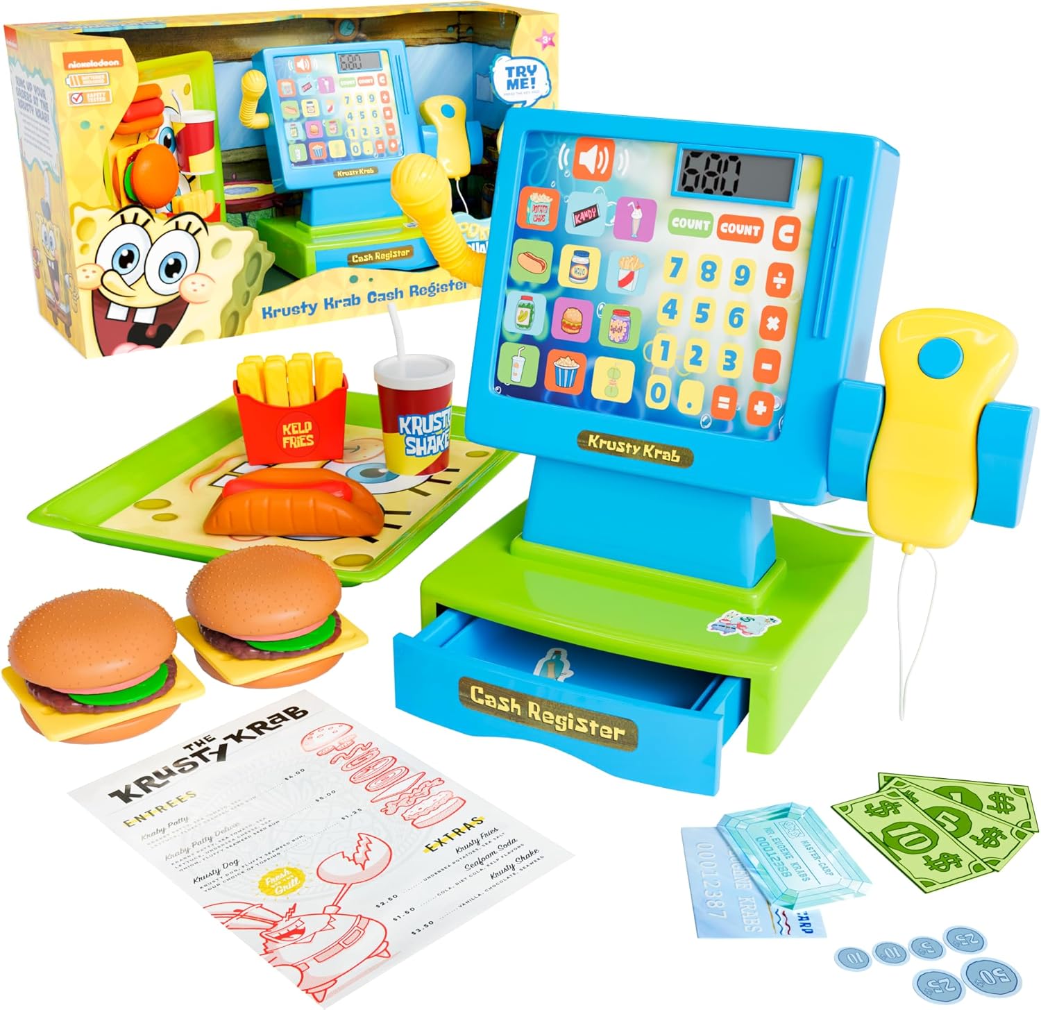 SpongeBob Cash Register Play Set with Realistic Play Food Items