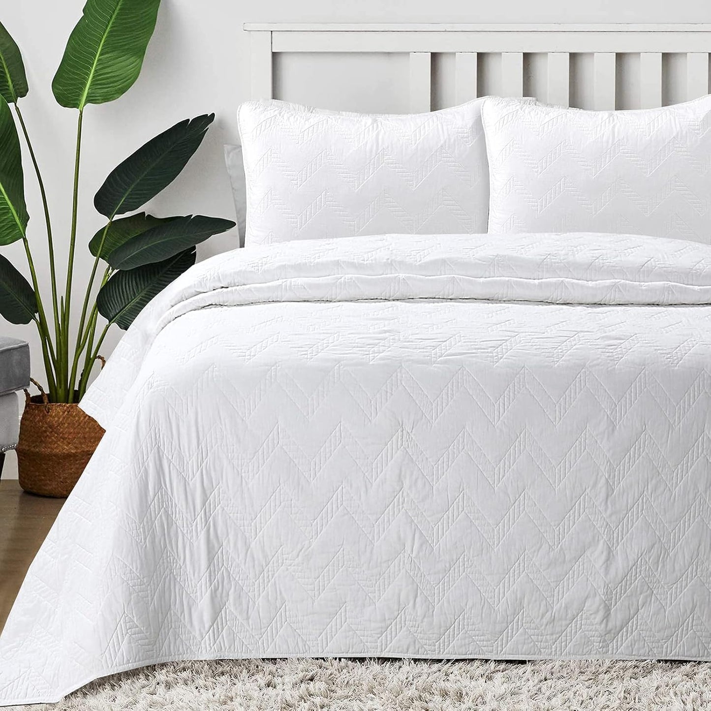 Cozy Line Home Fashions 100% Cotton Zig Zag Quilt Set for King