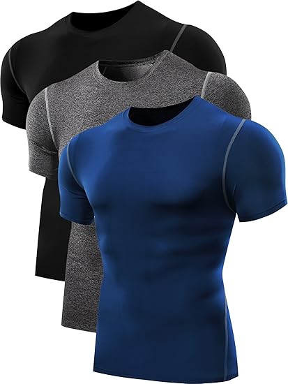 NELEUS Men's 3 Pack Athletic Compression Base Layer Shirts