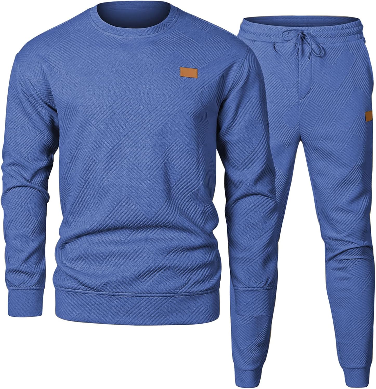 JMIERR Mens 2 Piece Outfits Knit Jacquard Pullover Tracksuit