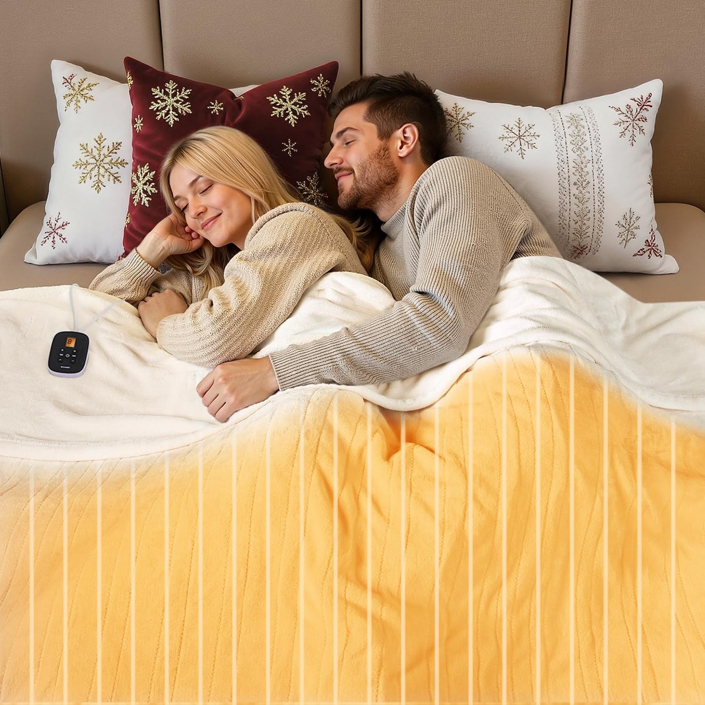 WOOMER Heated Blanket Twin Size with 10 Heating Levels and Timer