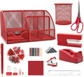 12 in 1 Red Desk Organizers and Accessories Set - Complete Desk Kit