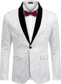 Mens Floral Tuxedo Jacket Paisley Shawl Lapel - Statement Dinner Shoes