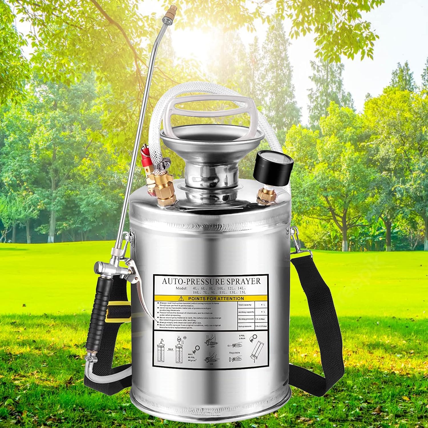 1 Gal Stainless Steel Pump Up Sprayer for Gardening Use