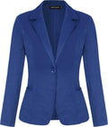 Women Long Sleeve Button Blazer Notch Lapel - Work to Weekend