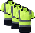 Hi-Vis Safety Polo Shirt 3-Pack - Breathable Reflective Workwear