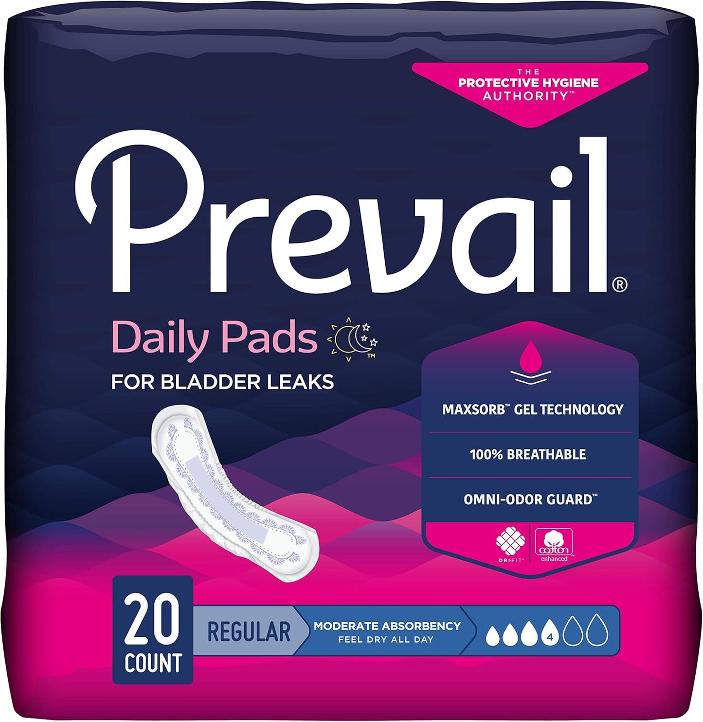 Prevail Women's Bladder Control Pads, 180 Count