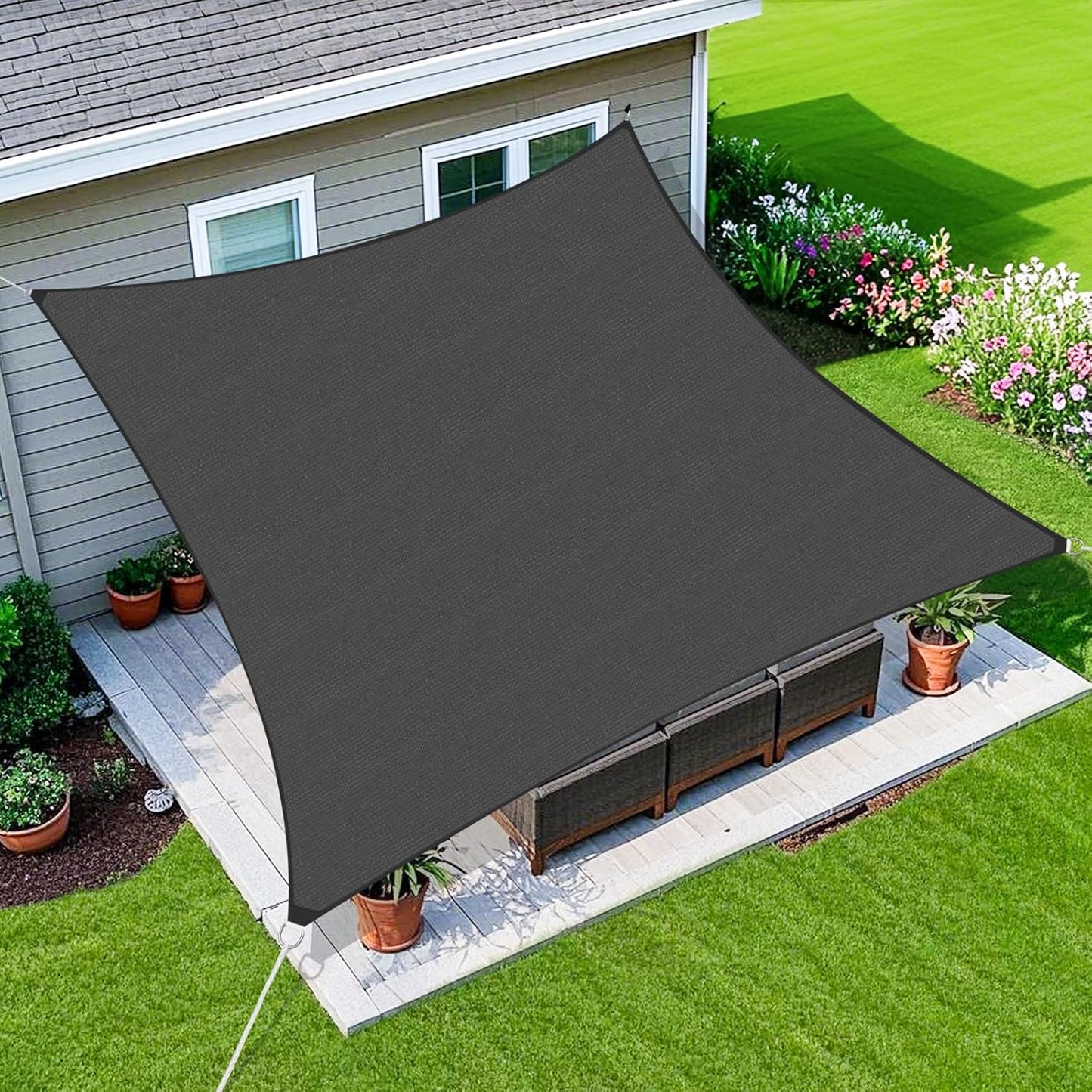 Amagenix Sun Shade Sail 12ftX12ft for Outdoor Spaces and Gardens