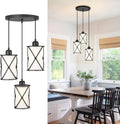 3-Light Dining Room Chandelier Pendant Light - Modern Black Frosted